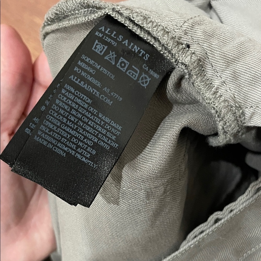 All Saints Men's Pistol Fit Light Olive Slim Jeans - Picture 9 of 9
